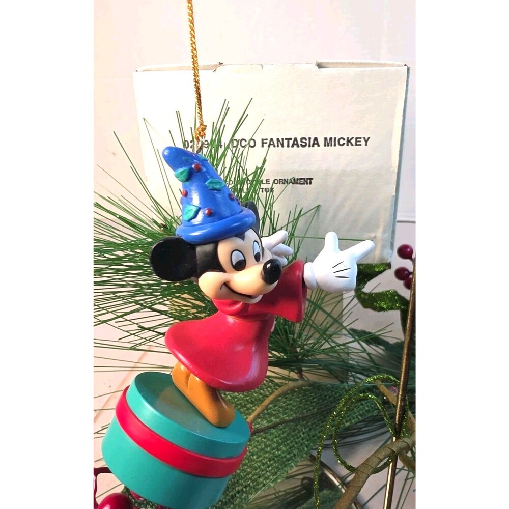 EUC Vintage Disney Grolier Fantasia Mickey Mouse Christmas Ornament W/Box